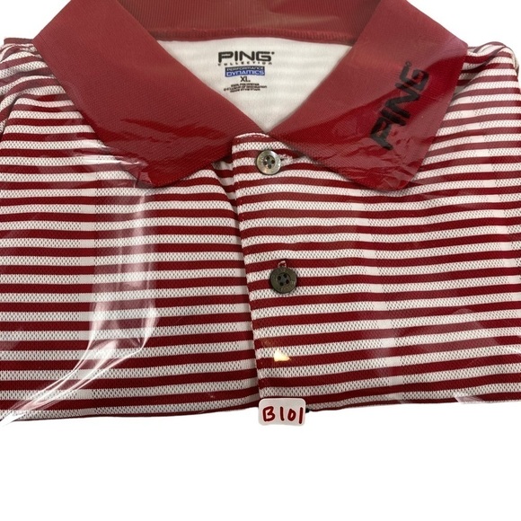 PING Men’s Performance Red and White Striped Golf Polo Shirt Sz XL - Picture 12 of 12